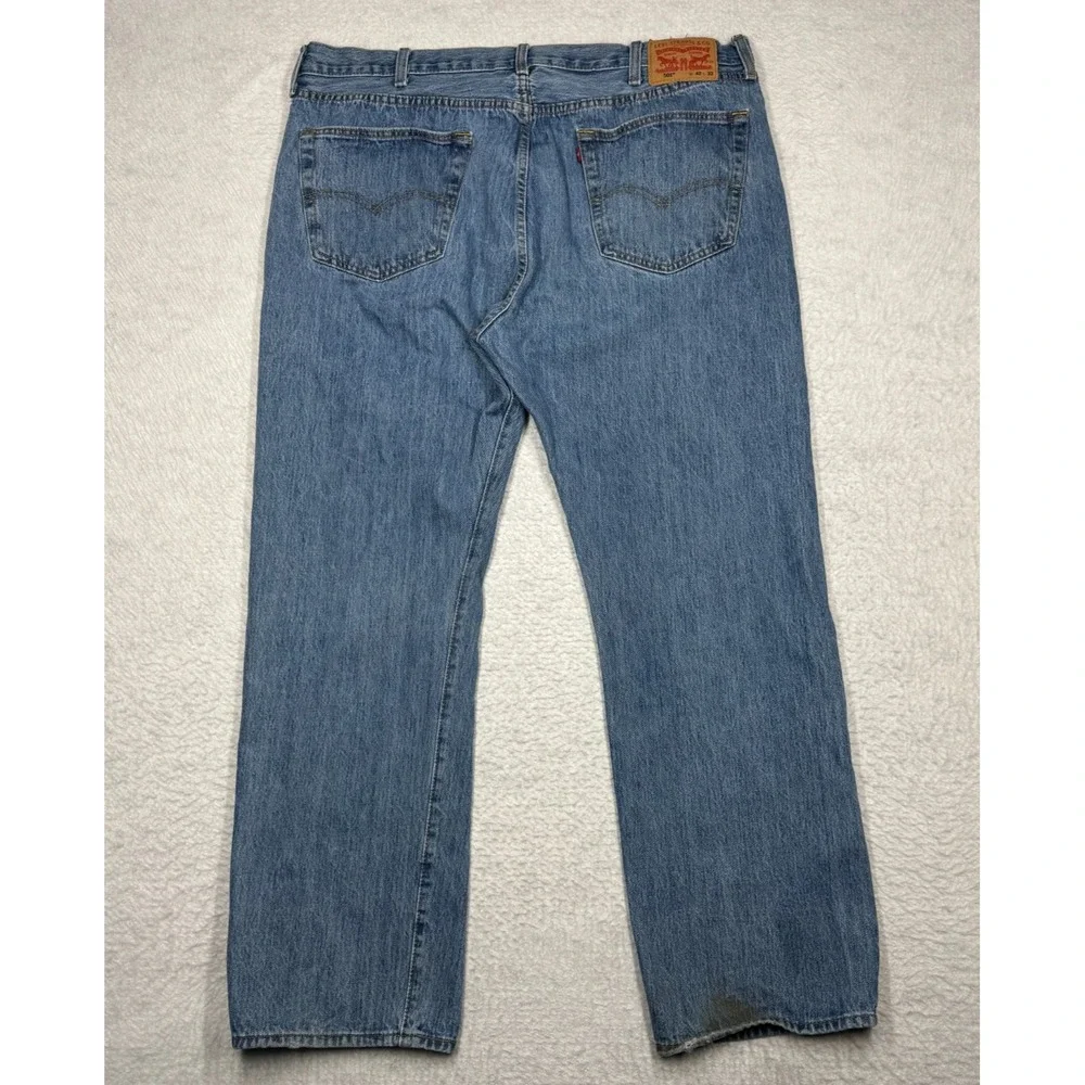 Levis 501 Jeans Blue Regular Straight Fit Faded Stonewash Denim Men's 42x32